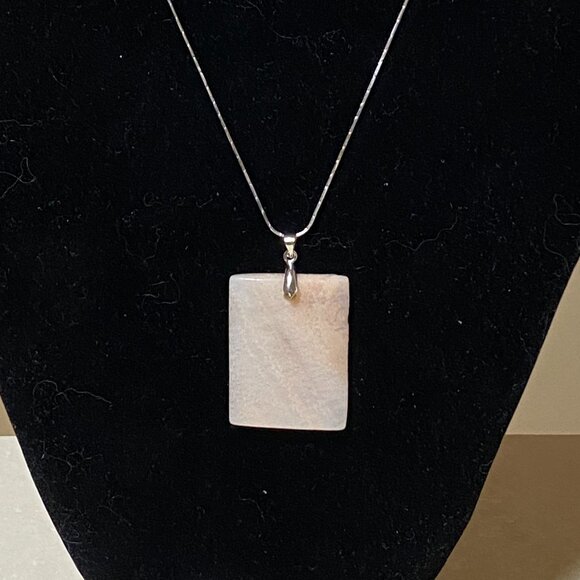 Natural Peachy Banded Agate Pendant, Large Genuine Gemstone Geometric Pendant - Picture 10 of 12